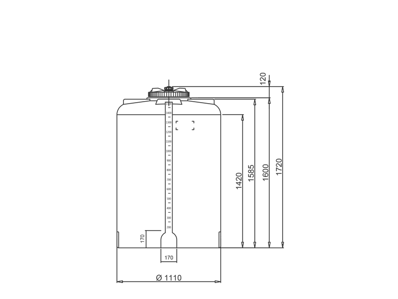 Maßzeichnung CVC 1.475 Liter