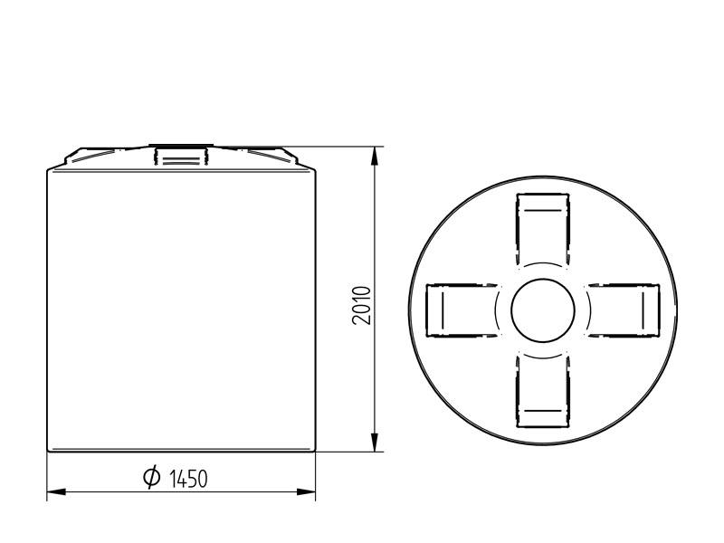 Maßzeichnung IB-CVW 3.000 Liter